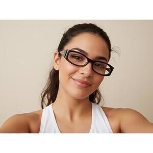 Gucci Italy GC1483-S Eyeglasses Brown Oval Plastic Wrap